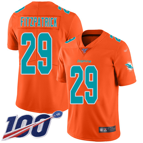Nike Miami Dolphins #29 Minkah Fitzpatrick Orange Youth Stitched NFL Limited Inverted Legend 100th Season Jersey->youth nfl jersey->Youth Jersey